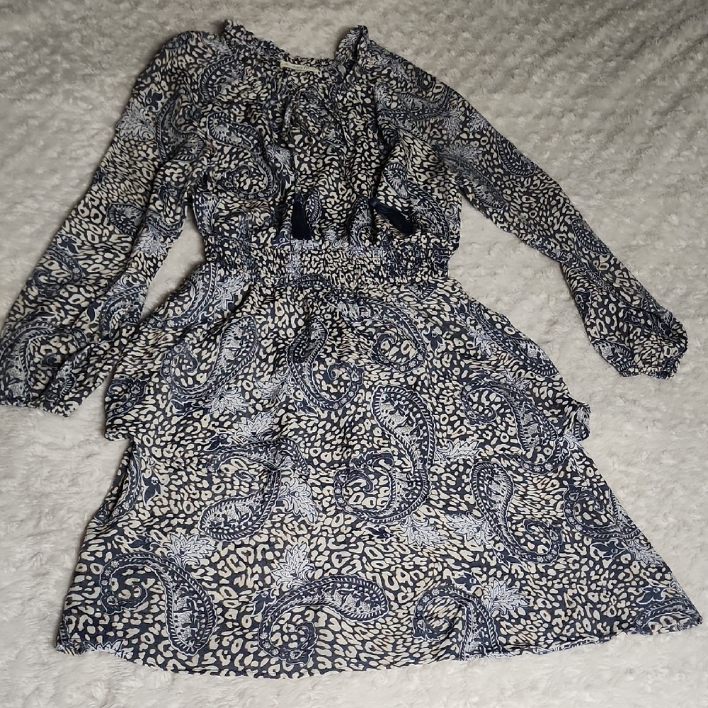 Elegant Black and White Paisley Maxi Dress
